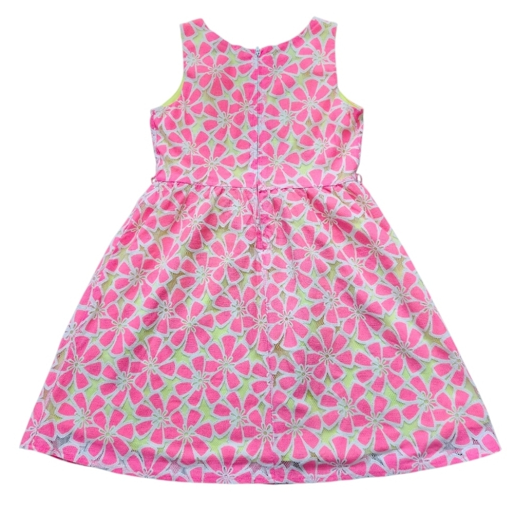 Justice Girls Dress Line-A Scoop Neck Sleeveless Pink Neon-Yellow Lining Size 10 - Picture 5 of 10